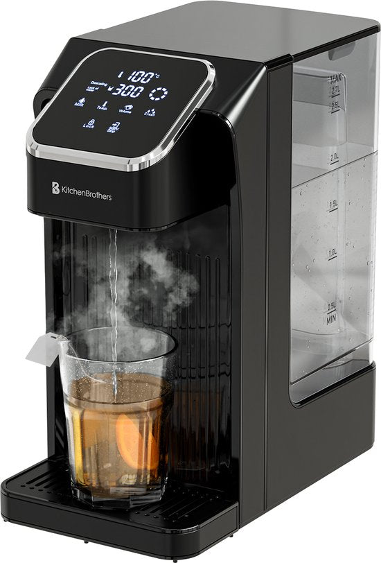 KitchenBrothers Heetwaterdispenser - 2.7L - Plastic - BPA vrij - 2600W - 30.20x15x26.40 cm - Zwart