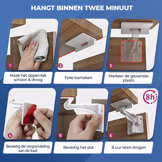 Roegaarden Kinderslot Kastjes - Kastbeveiliging voor kinderen - Wit - 12 stuks
