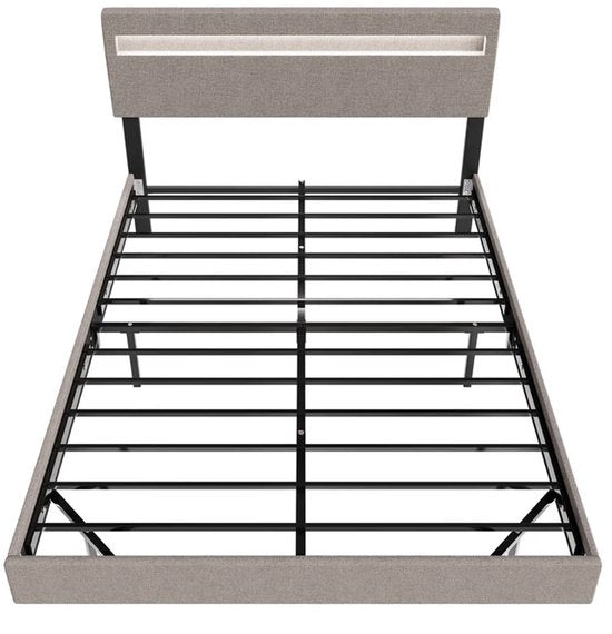 Zwevend bed Lissabon - 140x200cm - Kunstleer - Incl. LED - Beige