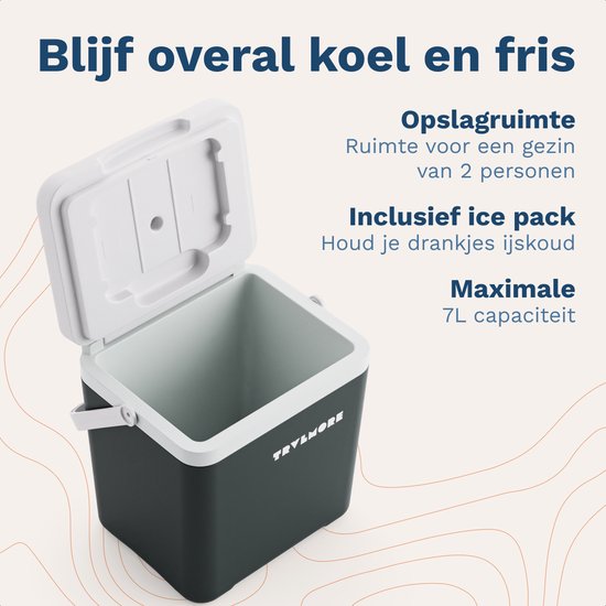 TRVLMORE Koelbox 7L - Frigobox - Inclusief Koelelement - Koelbox Klein - Antraciet