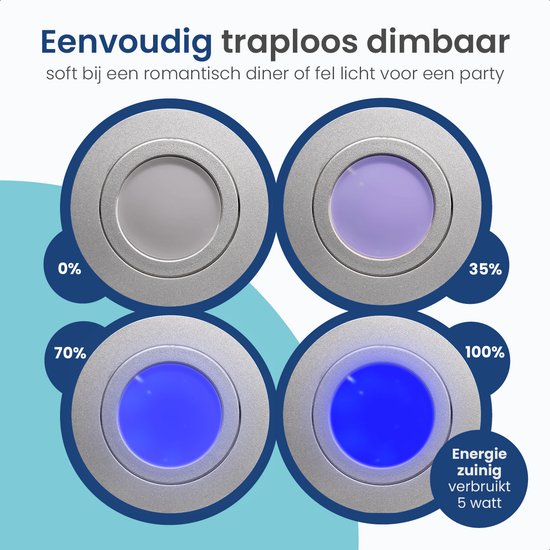 Gologi Slimme Inbouwspots - Smart LED Downlight Dimbaar - Kantelbaar - RGB+CCT Licht - Gu10 LED Lamp - Wit