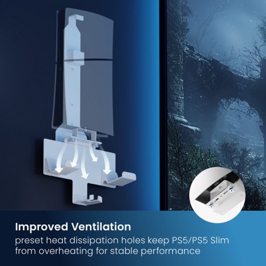 Muurbeugel geschikt voor Playstation 5 en Playstation 5 Slim digital en disc versie - houder voor controllers headset game console geschikt voor PS5
