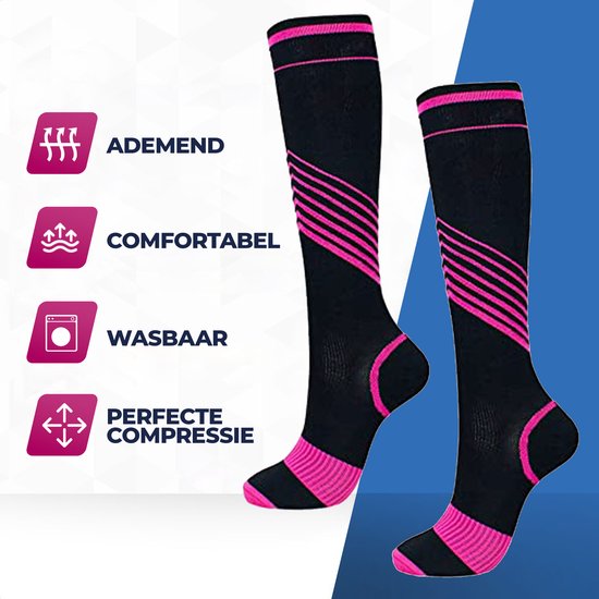Roegaarden compressie sokken - Compressiekousen - Steunkousen - Maat 40-44 - Roze
