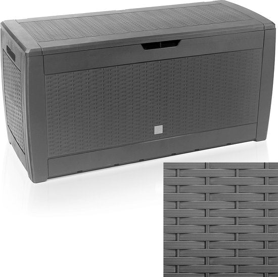 Opbergbox 310L UV-Bestendig Weerbestendig Wielen Tuinbox Rotan-look Antraciet