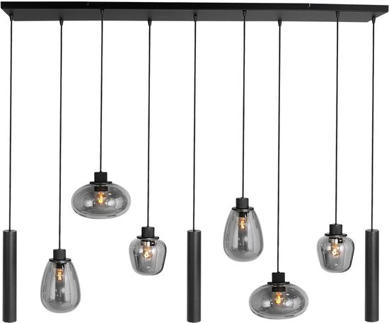 Steinhauer - hanglamp - Reflexion - zwart - glas metaal - design lamp - E27 GU10 - 3796ZW