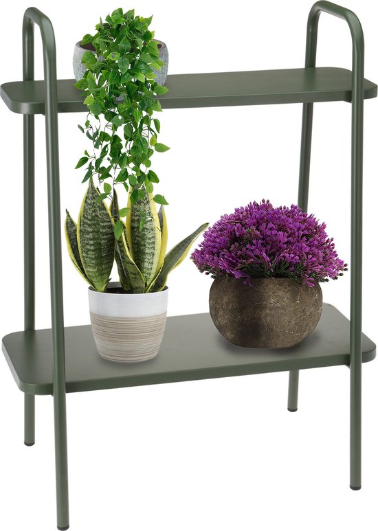 Pro Garden Plantenrek/plantentafel - groen - metaal - 50 x 26 x 66 cm - binnen en buiten