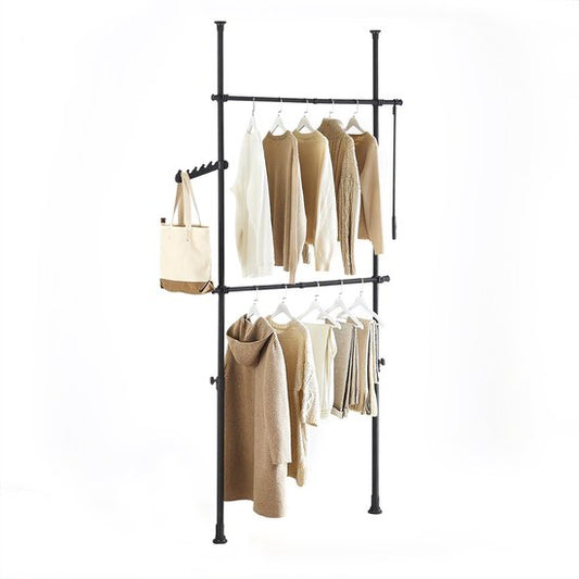 SoBuy Telescoop Kledingrek - Verstelbaar Opbergsysteem - Klerenrailsysteem - B(75–126) × H(200–295) cm, Zwart, FRG109-II-SCH