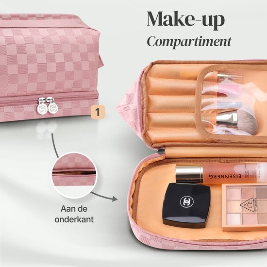SC Travel Essentials - Toilettas en Make-up Organizer - Waterdicht en Compact - Geschikt voor Reis en Dagelijks Gebruik - Unisex - Roze
