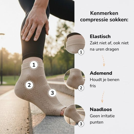 Alyze Compressie sokken - 2 paar - Maat 41-46 - Voor Dames en heren - Neuropathie - Kousen - Medische Steunsokken - Diabetes - Bed - Slaap - Sport - Sokken - Doorbloeding & Hardloop