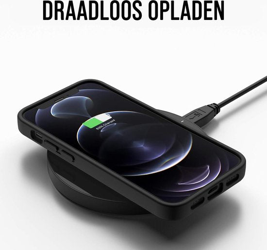 Podec Telefoonhoesje Zwart Geschikt voor iPhone 12 pro max Hoesje En Screenprotector Beschermglas