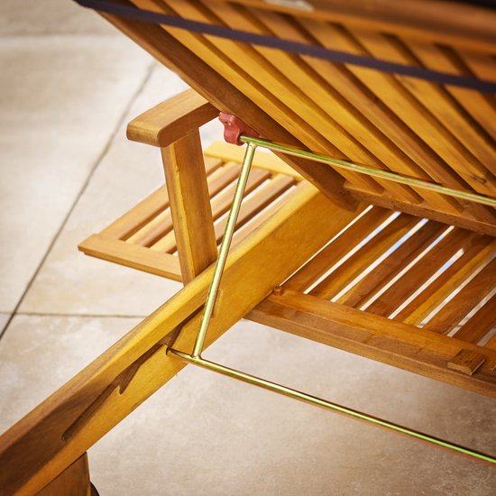 Casaria Acaciahout Ligbed – met Wielen & Verstelbare Tafel – Bruin