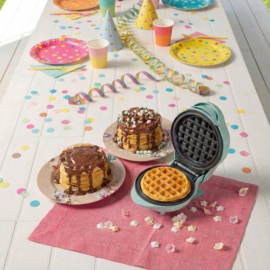 Bestron Wafelijzer - AMW500M - 550W - Mini wafel - Anti-aanbaklaag - Blauw - 5 jaar garantie