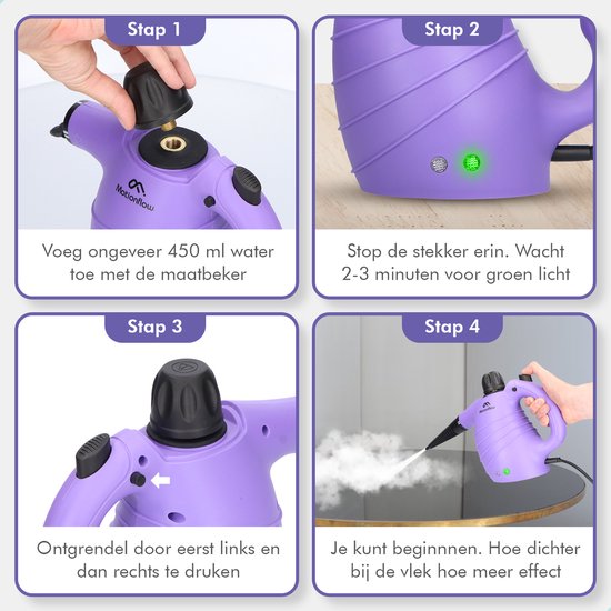 Motionflow 14-in-1 Stoomreiniger - Krachtig Stoomapparaat vloer, bank, badkamer & tapijt - 1150 Watt handstomer - Vlekkenreiniger - Handstoomreiniger voor kleding - Tapijtreiniger - 450 ML Steam Cleaner - 14-Delige accessoires Set