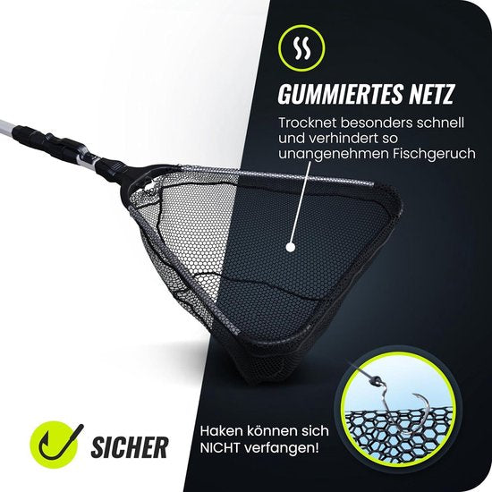 Telescopisch Rubberen Schepnet - 2,1 m Met Rubber Bekleed Visnet voor Vissen