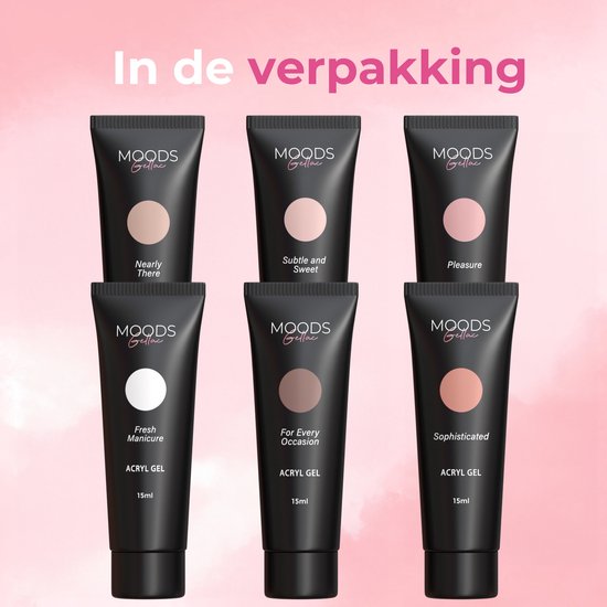 Moods Gellac - Polygel Kleurenset - Hervul set - The Nude - 6 Kleuren - 15ML