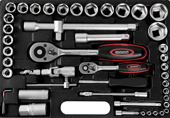 Monzana Gereedschapset - 94 Onderdelen 1/4 1/2 Bits Doppen CV-Staal