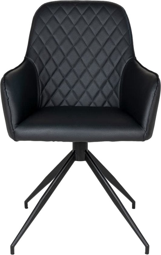 House Nordic Harbo Eetkamerstoel Vegan Leer Zwart - Set van 2