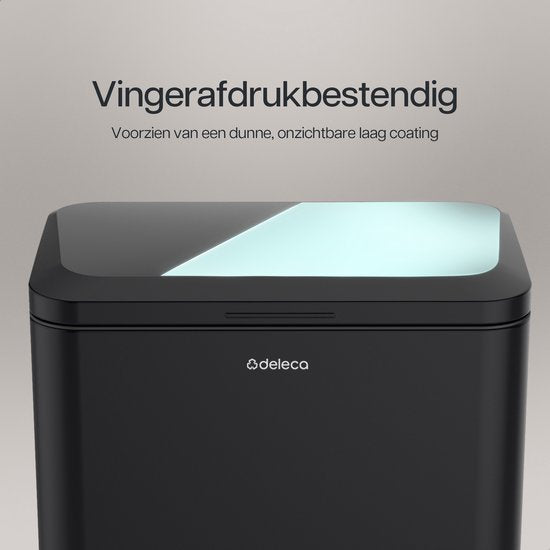 Deleca Prullenbak Prestige - 50 Liter - Breed - RVS Vuilnisbak / Afvalemmer / Pedaalemmer - Met Voetpedaal en Slow Close - Mat Zwart