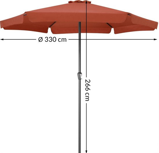 Kingsleeve Parasol 330cm - met Draaimechanisme - Terracotta