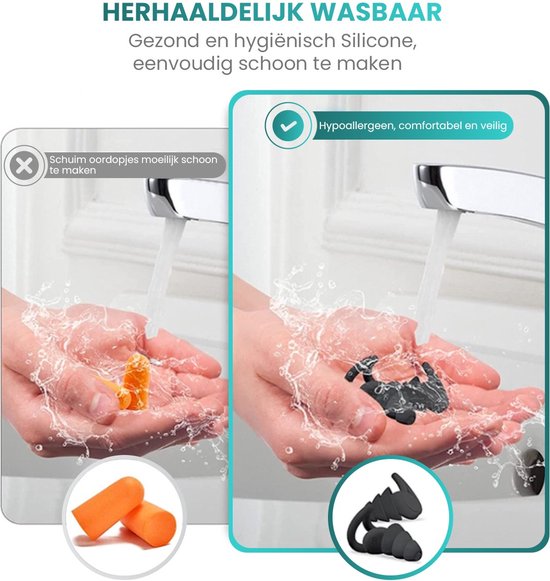 MR. PANACHE Oordoppen - Oordopjes Slapen - Anti-Snurk - Earplugs - Slaapoordoppen - Sleep Plugs - Geluidsdempende Oordopjes - BPA vrije Siliconen - Hoge Geluidsdemping (35dB) - Zwart