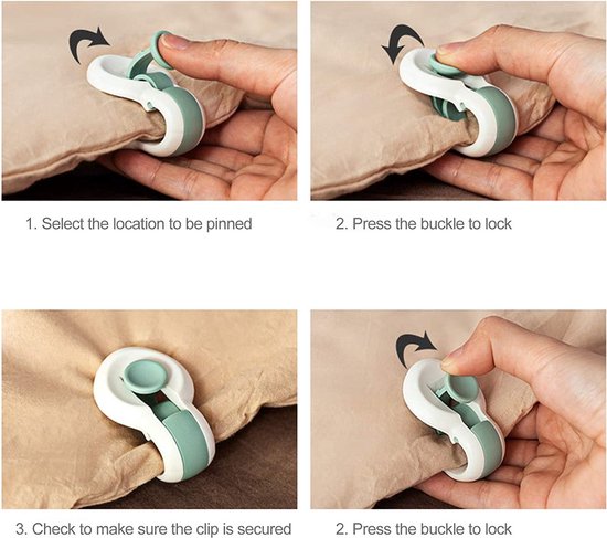 Stevige Dekbed clips - Dekbedclips - Dekbed Knijpers - Clip Dekbedovertrek - 6 stuks - Wit / Groen