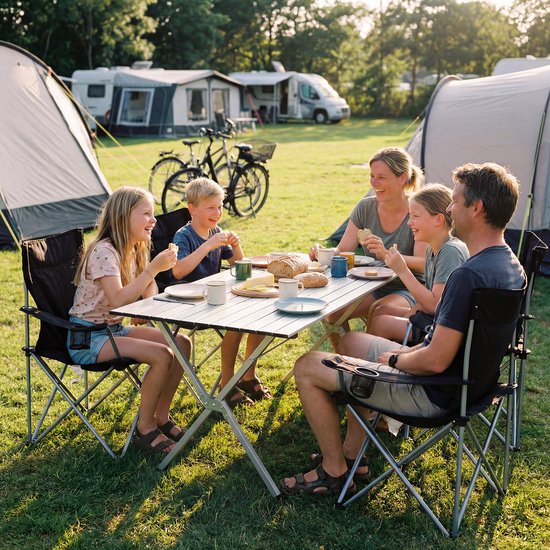 TRVLMORE Campingtafel - 120x70x70cm - Lichtgewicht met Aluminium Frame - Vouwtafel Verstelbaar - Kampeertafel - Klaptafel - Zwart