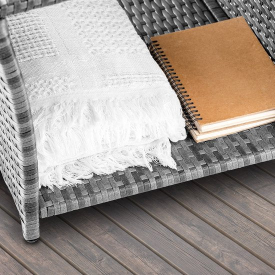 Casaria Polyrattan Bijzettafel - WPC Tafelblad 45x45x40cm – Grijs