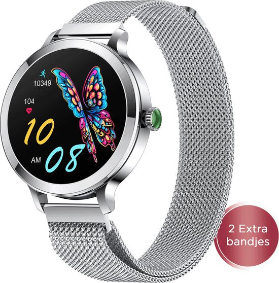 Golden Sound - Smartwatch Dames - 40mm - Stappenteller - Slaapmonitor - Saturatiemeter - Hartslagmeter - Zilver