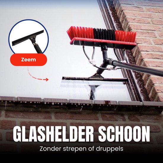 Aqualitá Telescoopsteel Ramenwassen - 9M - Waterdoorvoer - Zeem - Ramenwasser - Zonnepanelen Reiniger