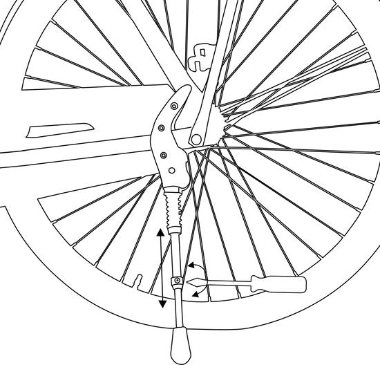 Bicycle Gear Fietsstandaard Achterwiel - Fiets Standaard voor Fietsen 24'' tot 28" - Standaard Fiets - Stads- en Racefietsen - in Lengte Verstelbaar - Max. 20KG - Staal - Zwart