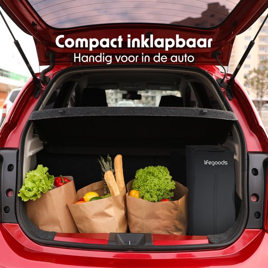 LifeGoods Bolderkar - Opvouwbaar - 100KG - 135L - Inklapbare Bolderwagen Met Afneembare Wielen - Beschermhoes - Zwart