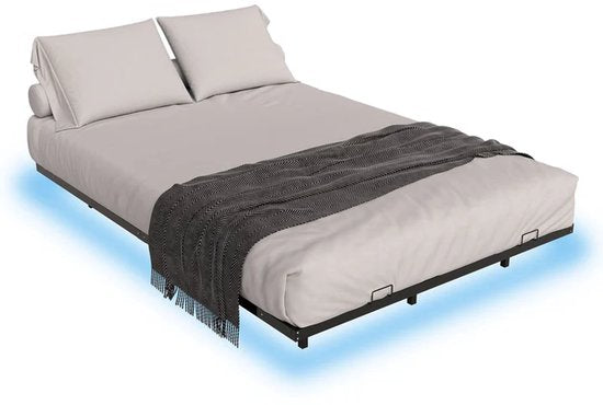 Metalen Bed Palamos - 140 x 200 cm - Incl. LED - Zwart