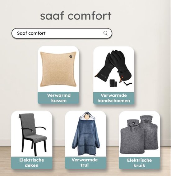 Warmtedeken - Infrarood - Draadloos - Stoelverwarmer - Warmtedeken Stoel - Warmte Deken - 3 standen - 40x110 cm - Original Grey - Saaf Comfort