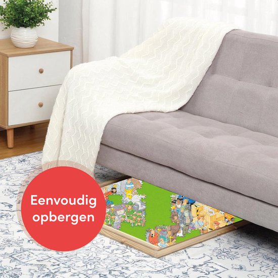 Diydash - Verstelbaar Puzzelbord & Puzzelplaat - Voor 1000 stukjes - Met Afschermplaat - Ergonomisch Design - Bruin Hout