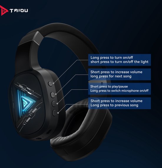 TAIDU THS320Pro - 2.4GHz Draadloze Gaming Headset - Bluetooth koptelefoon - met microfoon - Geschikt voor PS4/PS5, Nintendo Switch - Multiplatform - Zwart