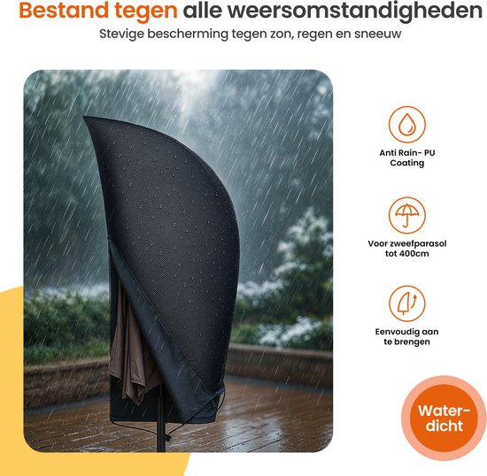 Goliving Parasolhoes voor Zweefparasol - 420D Oxford - Tot 400cm - Waterdicht - Met Telescopische Stok en Rits - Zwart