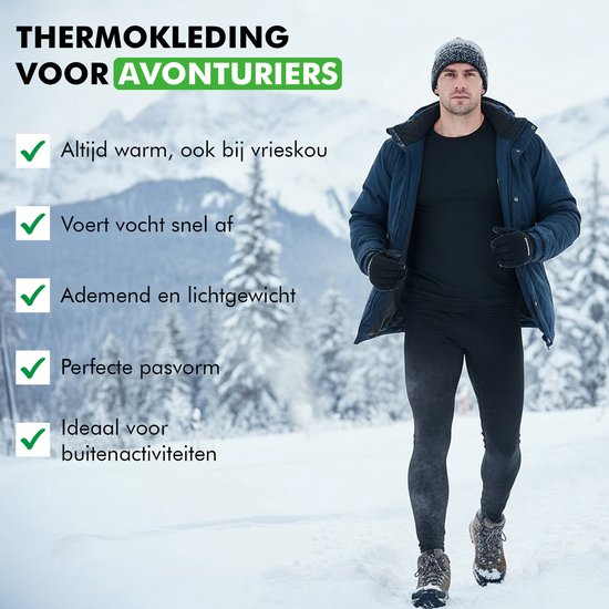 Travelhawk Thermokleding - Thermo Kleding Heren en Dames - Thermo Ondergoed Heren en Dames - Zwart - L