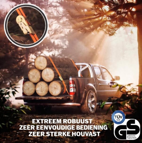 4 stuks spanbanden met ratel, in 4 m, 5 m of 6 m, ratelriemen, TÜV/GS-gecertificeerd, met dubbele naad, sjorbanden, weerbestendig en robuust