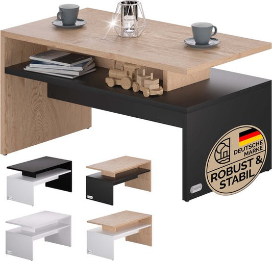 Casaria Salontafel – Opbergruimte 92x51x48cm Krasbestendig – Hout Antraciet