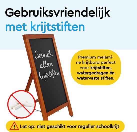 BRASQ Krijtstoepbord Mahonie - 55x 85 CM - Krijtbord - Reclamebord - Stoepbord - Enkelzijdig - voor Binnen en Buiten - Horeca