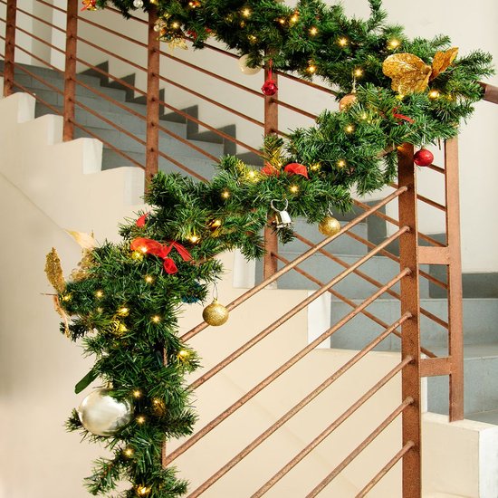 Casaria Kerstguirlande - 10m 200 LED´s-Dennennaalden Groen – Warm wit