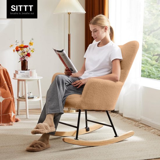 SITTT Schommelstoel - Relaxstoel babykamer - Fauteuil - Voedingsstoel - Bruin - Mocha Mousse