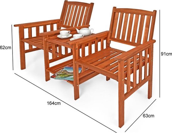 Casaria 2-Zits Tuinbank – FSC®-Gecertificeerd Acaciahout – 164 cm