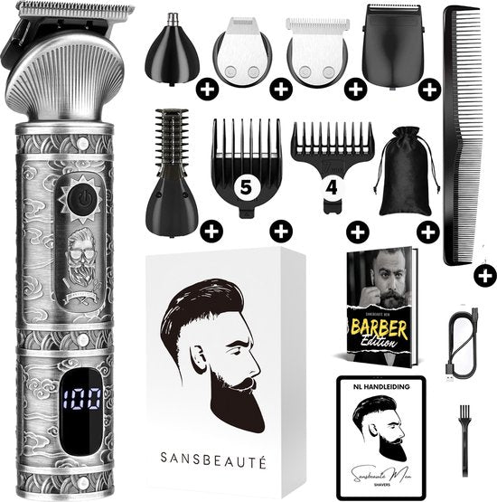 6-in-1 Baardtrimmer Mannen – Bodygroomer – Incl. 6 Opzetstukken – Neus & Oor – Multigroomer