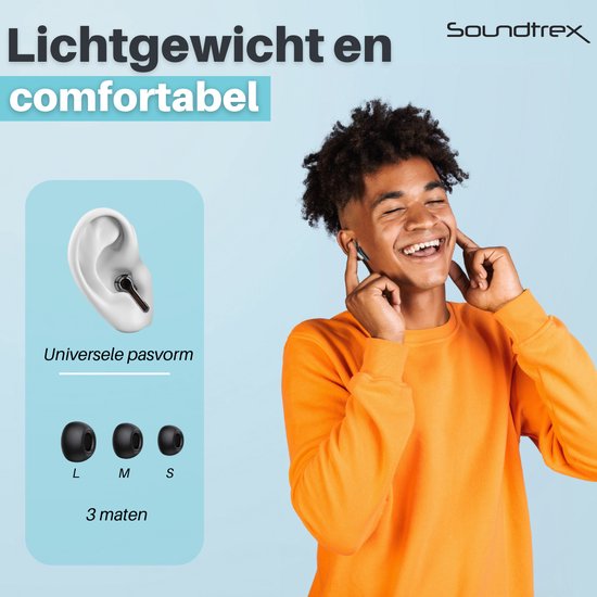 Soundtrex Display Draadloze Oordopjes - Bluetooth Oordopjes – Oortjes draadloos - Active Noise Cancelling - LED Display - Bluetooth 5.3 – Zwart