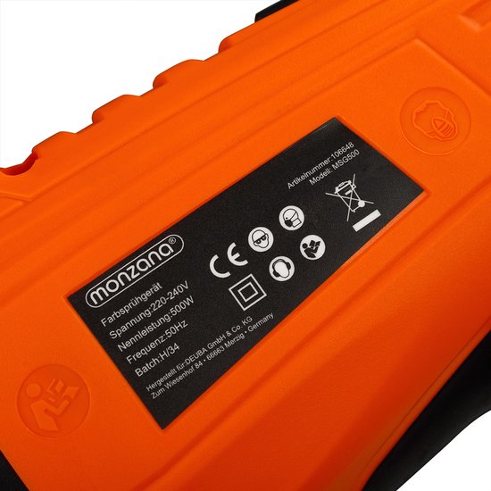 Monzana Verspuit - Elektrisch 500W 3 Patronen 29x29cm - Oranje