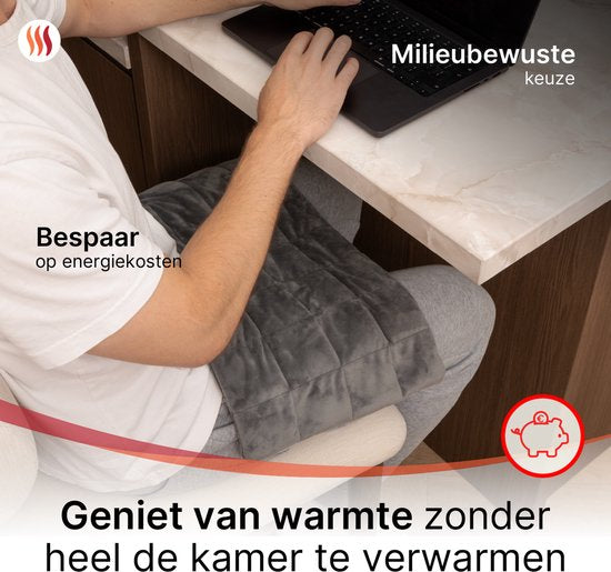 Seranova Verzwaard Elektrisch Warmtekussen voor Rug, Voeten, Nek, Schouders, Buik - Heating Pad - Verwarmingskussen - Wasmachine - 60x30cm - Grijs