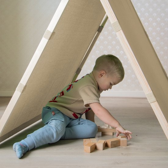 Sunny Como Speeltent Crème– Wigwam Tipi Tent voor kinderen - Stokken FSC hout - 123x106x107cm