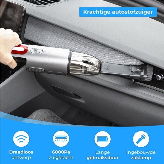Nuvance - Auto Stofzuiger - 6000Pa - Kruimeldief Snoerloos - Usb Oplaadbaar - Handstofzuiger - Autostofzuiger - Kruimelzuiger - Kruimeldieven