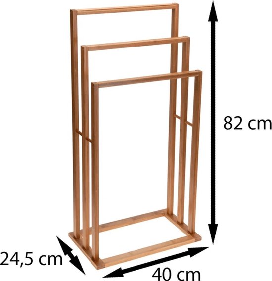 Made4Home - Handdoekrek Bamboe met 3 stangen - 40X24X82CM